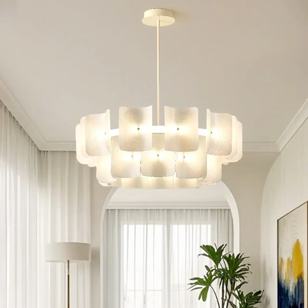Modern LED Fingerprint Chandelier with Third-Gear Dimming