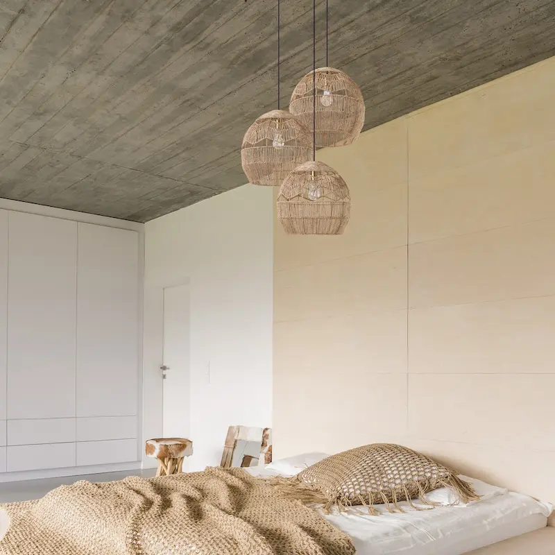 Charlotte River of Goods Metal and Woven Hemp Rope Hanging Pendant Light - 15.5  x 15.5  x 15.75/62.75