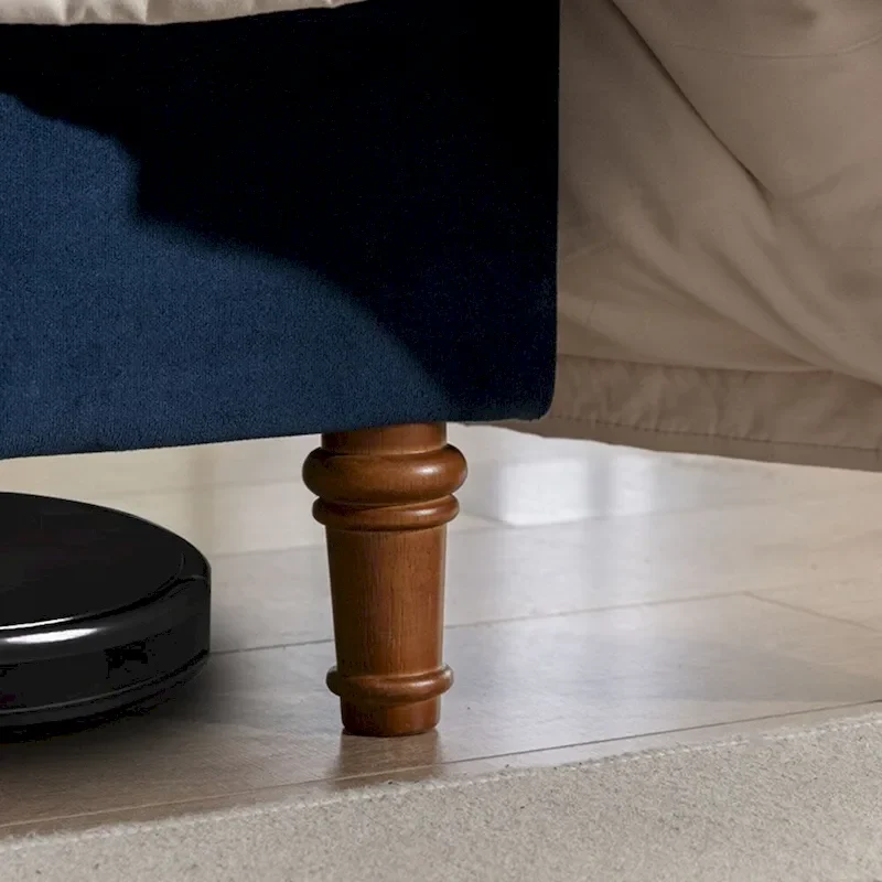 Upholstered Queen Bed with Nailhead Trim Wingback Headboard