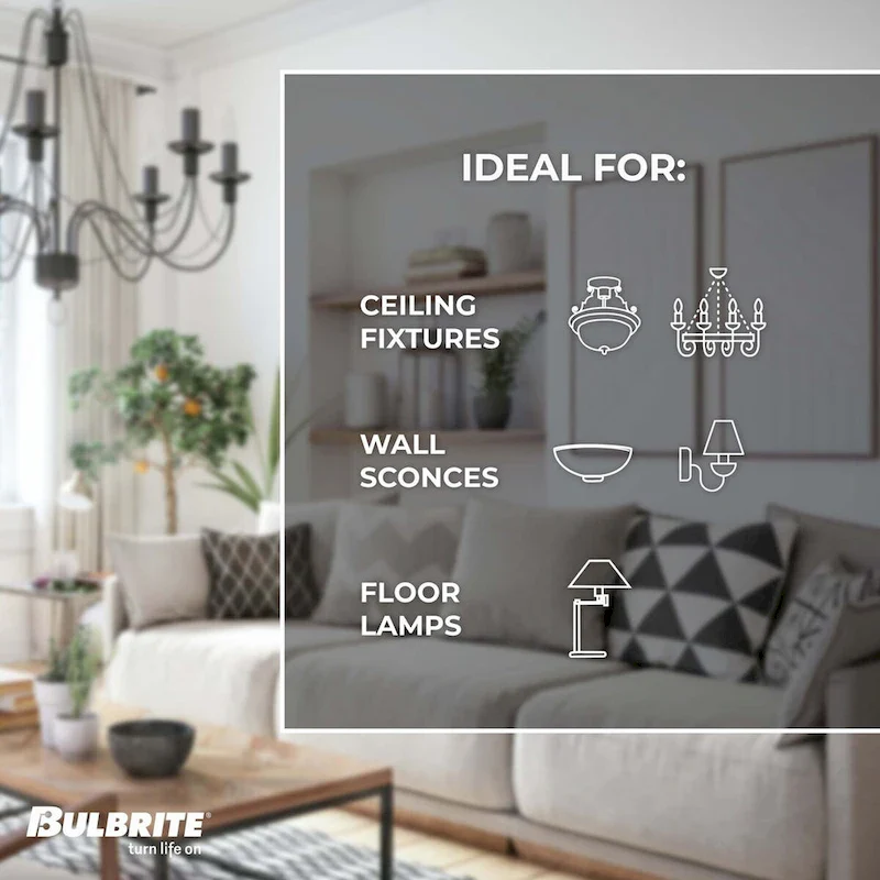 Bulbrite LED Filament Pack of (4) 4 Watt Dimmable G16 Light Bulbs with a Clear Finish and Candelabra (E12) Base