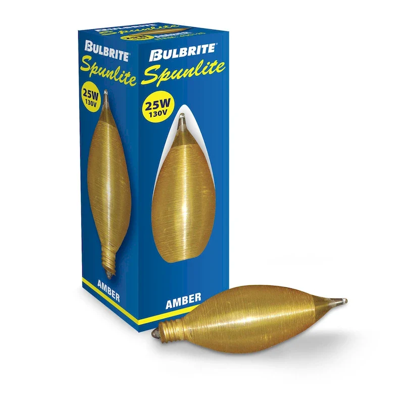 Bulbrite Spunlite Pack of (25) Dimmable Amber Candelabra (E12) Incandescent Bulb