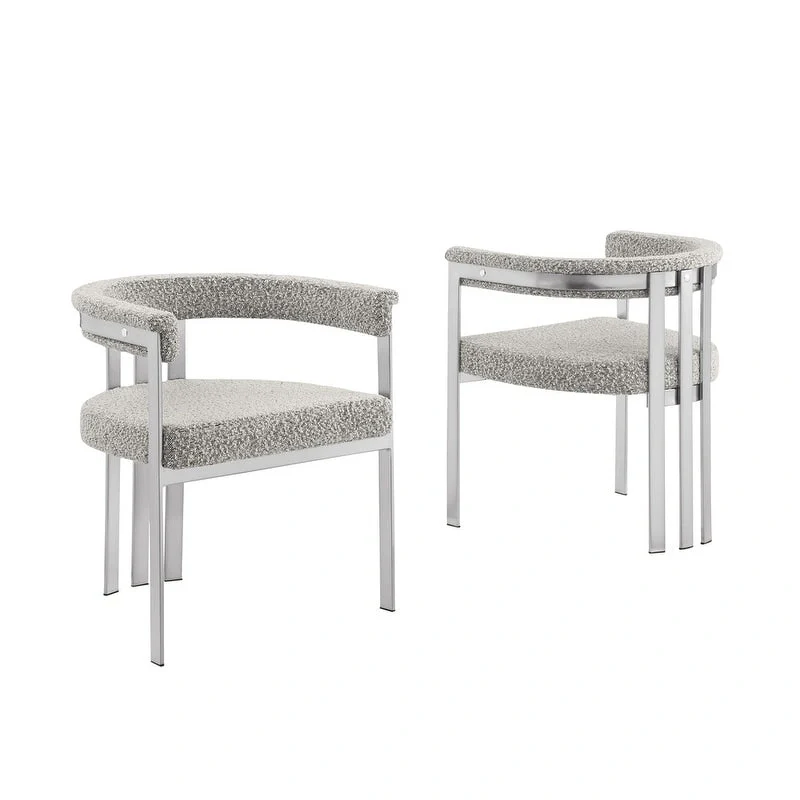 Best Quality Furniture Matte Brushed Chrome Dining Chairs (Set of 2) - N/A