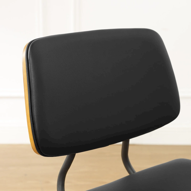 Art Leon Set of 2 Mid-century PU Leather Bentwood Dining Chairs