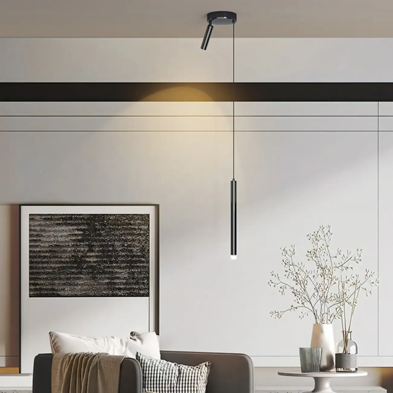 Nordic Versatile Black Acrylic Cylinder LED Pendant Light