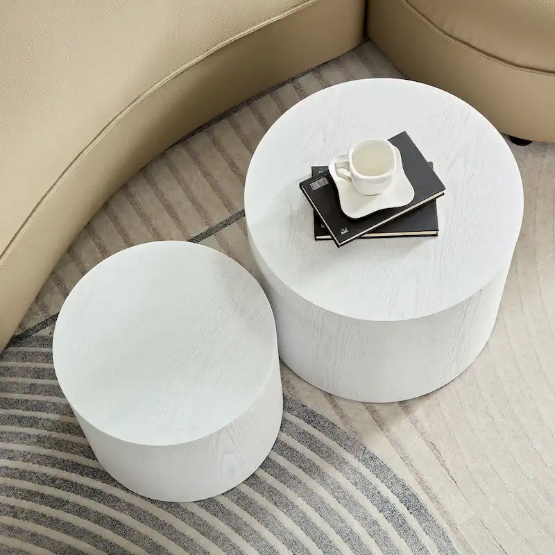 Round Nesting Tables Set, Coffee & End Tables, No Assembly