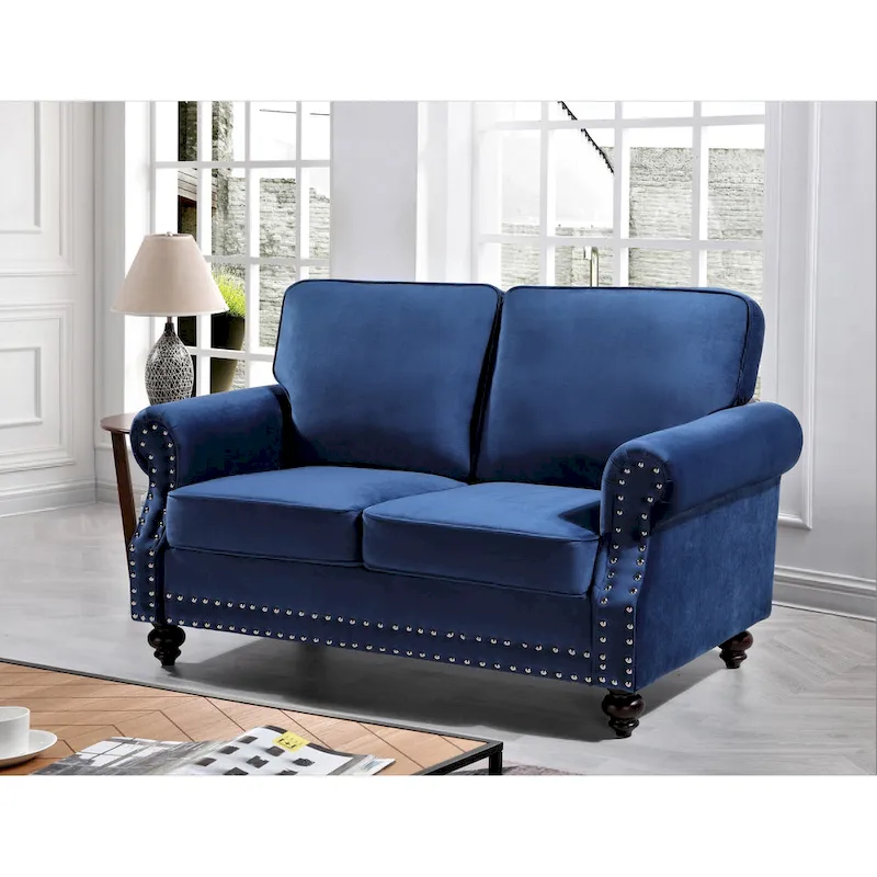 Suffield Velvet Nailhead Loveseat