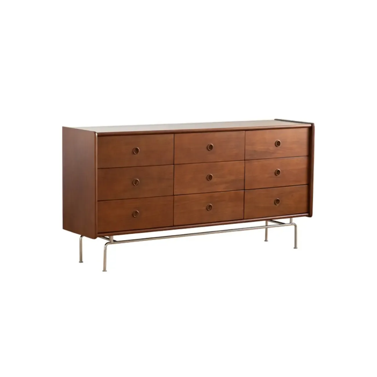 Trendy Lumber Cocoa Chest with 9 Drawers and Metal Base