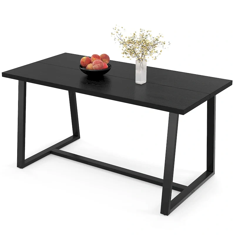 63-Inch Large Dining Table (Seats 4–6) — Features Heavy-Duty Metal Supports