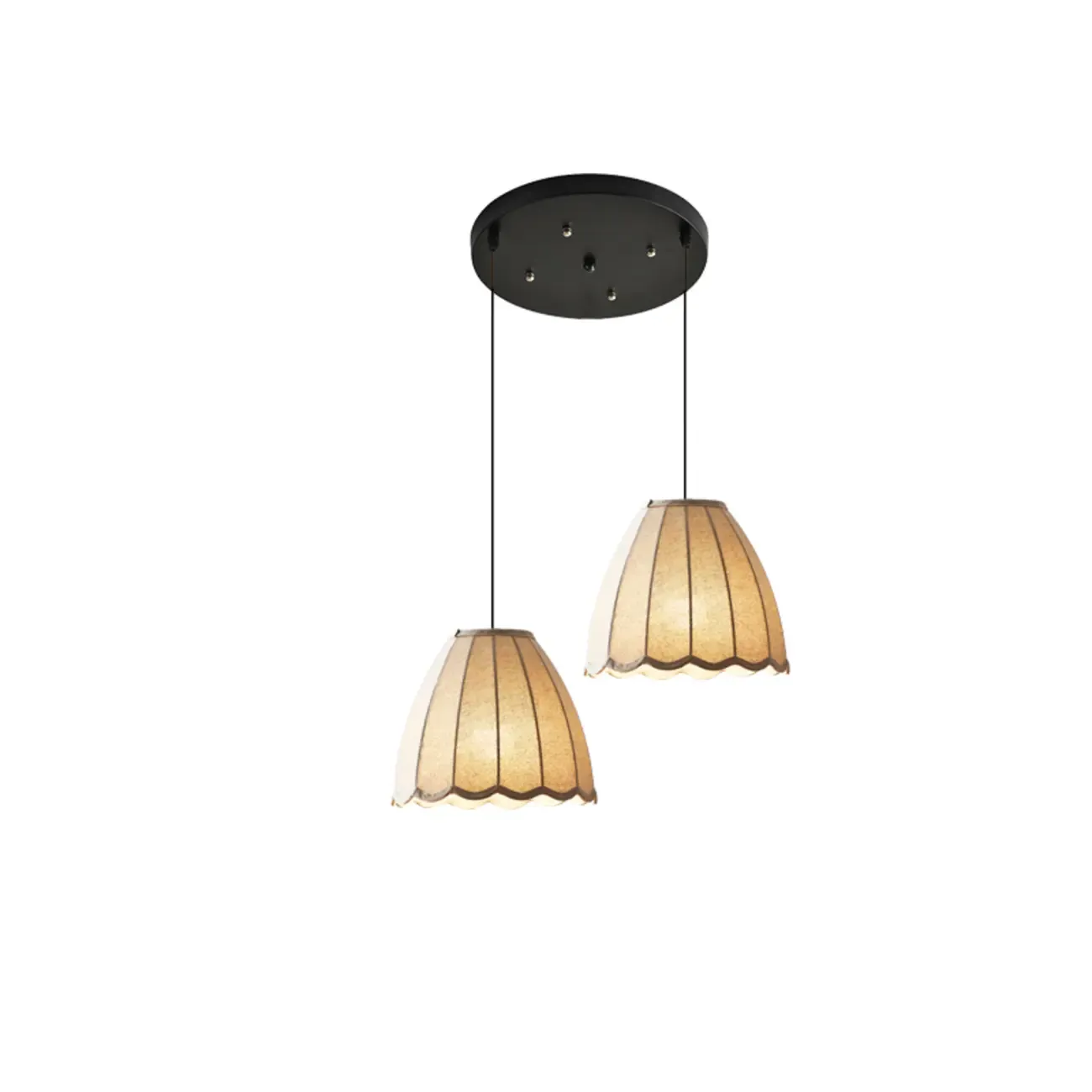 Beige Bell Shaped Fabric Pendant Light Hanging Fixture