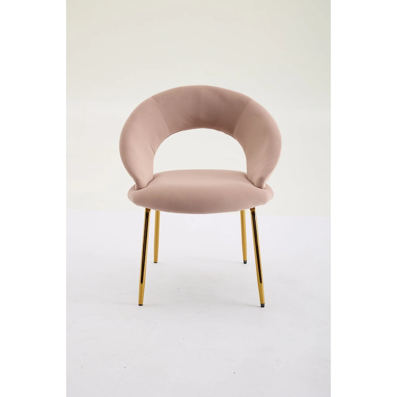Velvet Dining Accent Chairs with Curved Backrest and Gold Metal Legs - 250lb Capacity