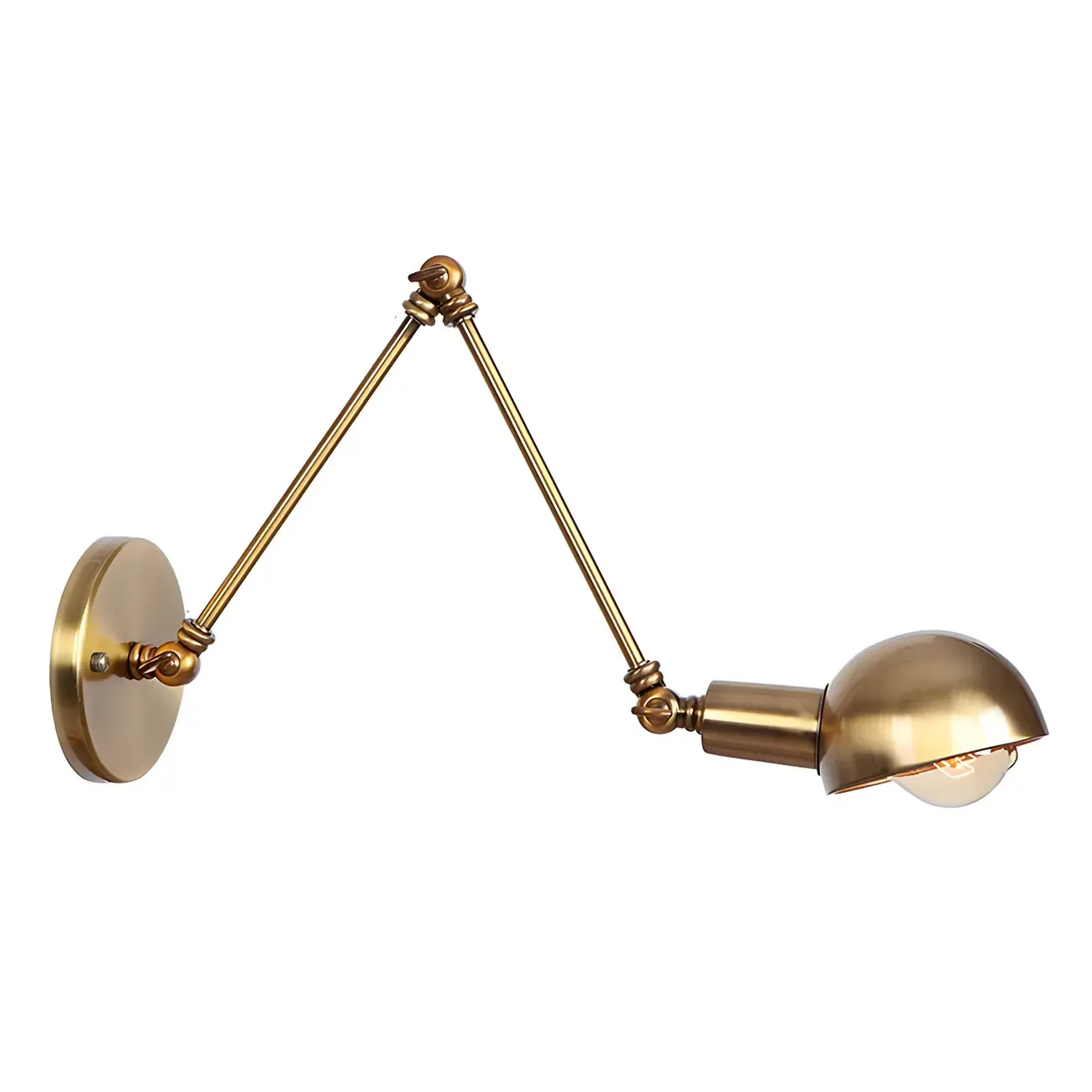 Gold and White Dome Swing Arm Wall Light