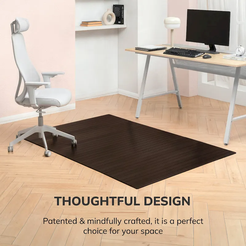 Jani Eco Bamboo Standard Rectangular Chair Mat - (72 x 48), Premium Quality, Eco-Friendly Chair Mat