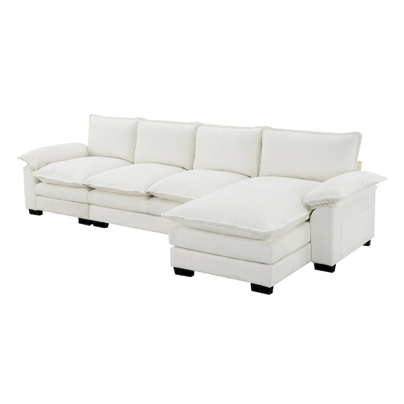 Harper&Bright Designs Modern L-shaped Chenille Cloud Sofa with Double Seat