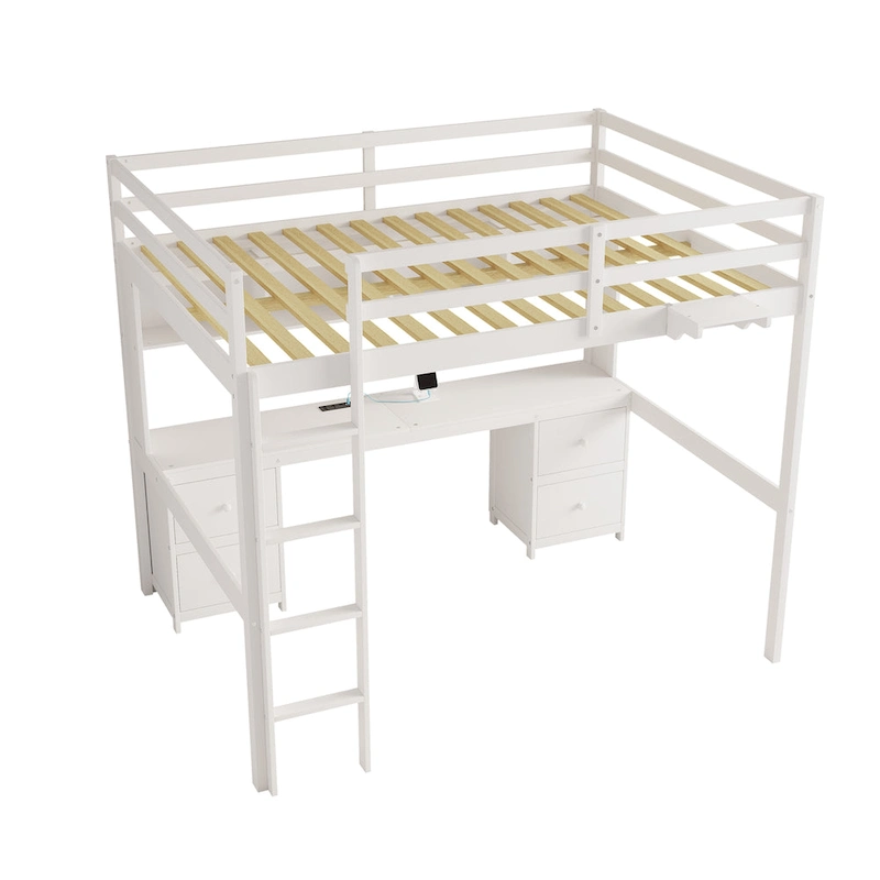Loft Bed with Desk, Cabinets