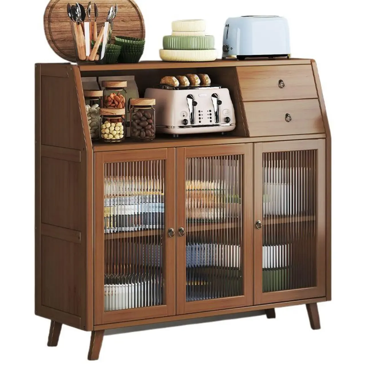 Modern Bamboo Narrow Buffets Cabinets Storage