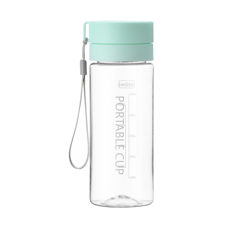 Portable Clear 600ML Water Bottle with Carry Strap