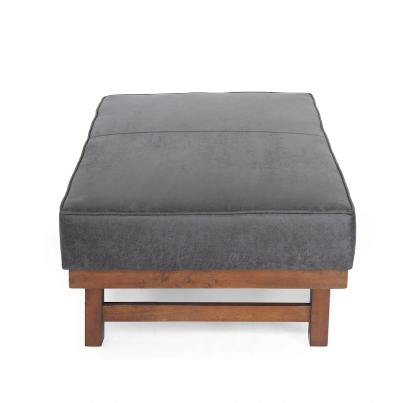 Hillman Modern Microfiber Cocktail Ottoman with Wood Frame by Christopher Knight Home