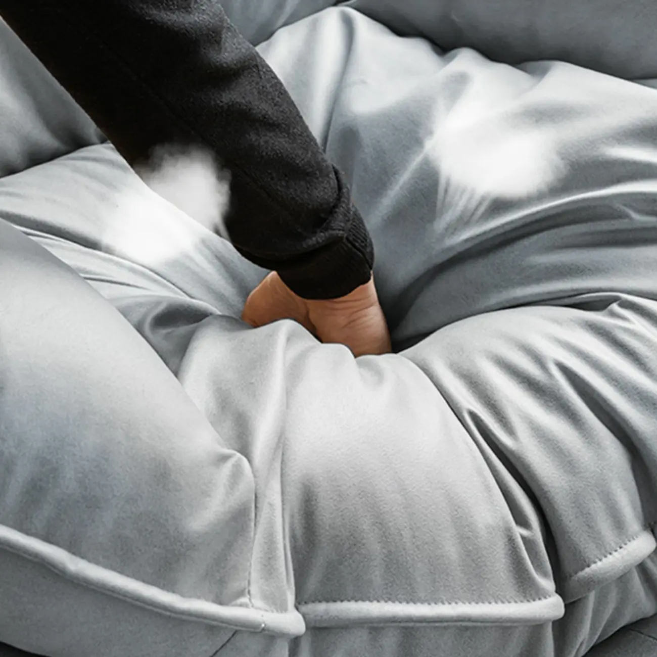 Mid Century Modern Upholstered Rocking Chair with Ottoman