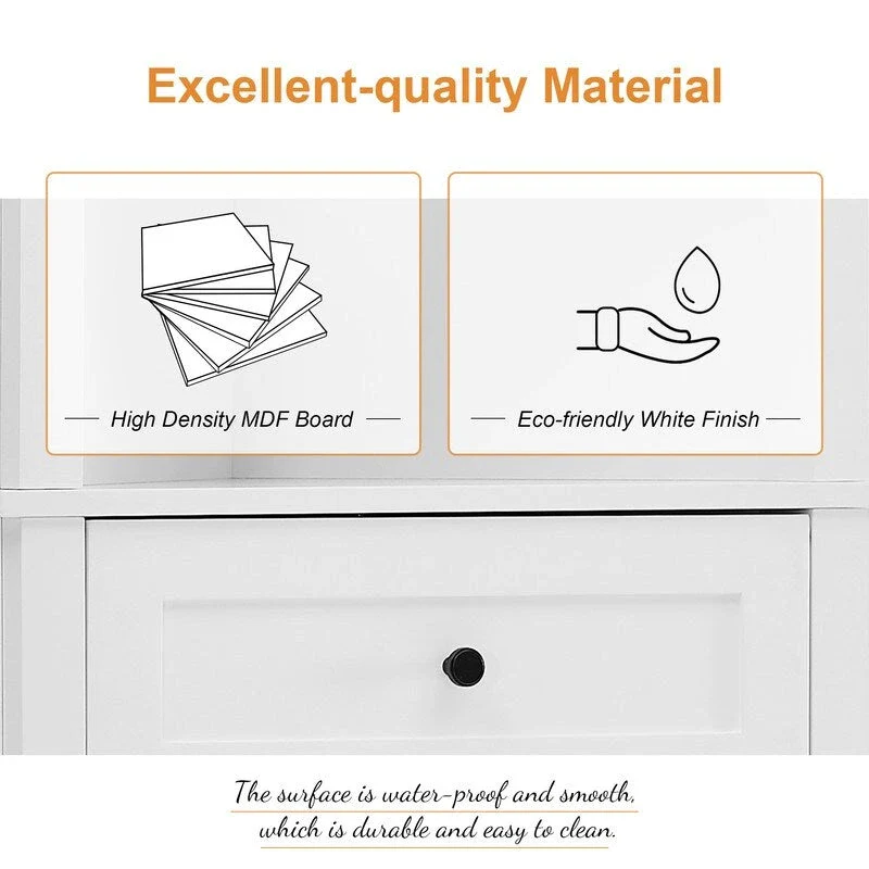 Triangle Tall Cabinet with Drawers and Adjustable Shelves