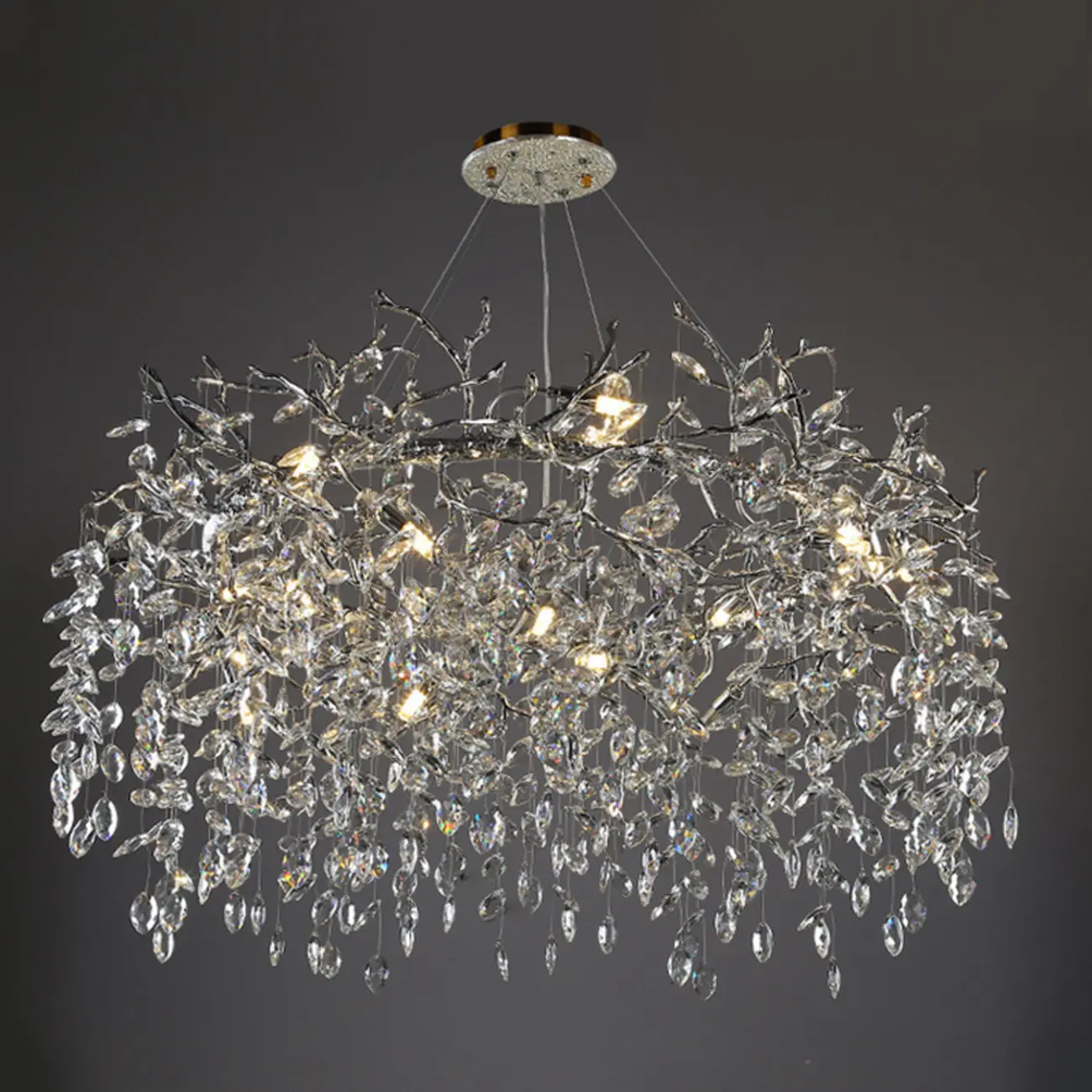 Modern Gold Branch Hoop Elegant Crystal Chandelier