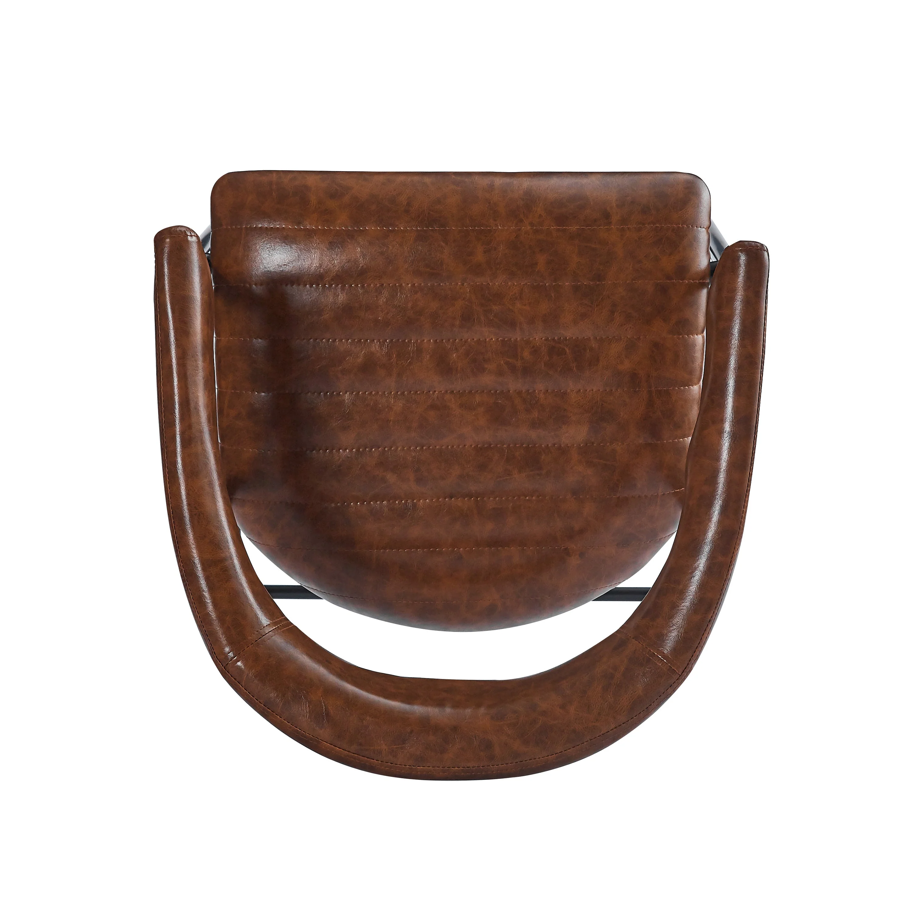 Set of 2 Modern PU Leather Counter Stools ¨C Brown Upholstery