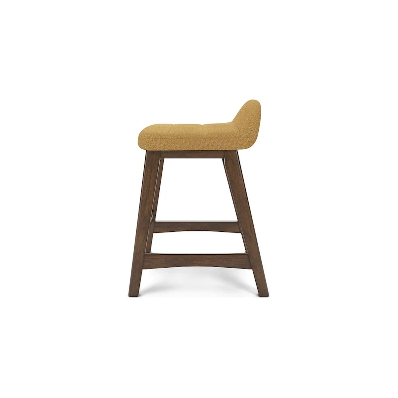 Counter Height Bar Stool, Set of 2, Mid-Century, Polyester, Foam Cushion, Hardwood Frame, Seats 2, Charcoal/Teal/Grey/Yellow