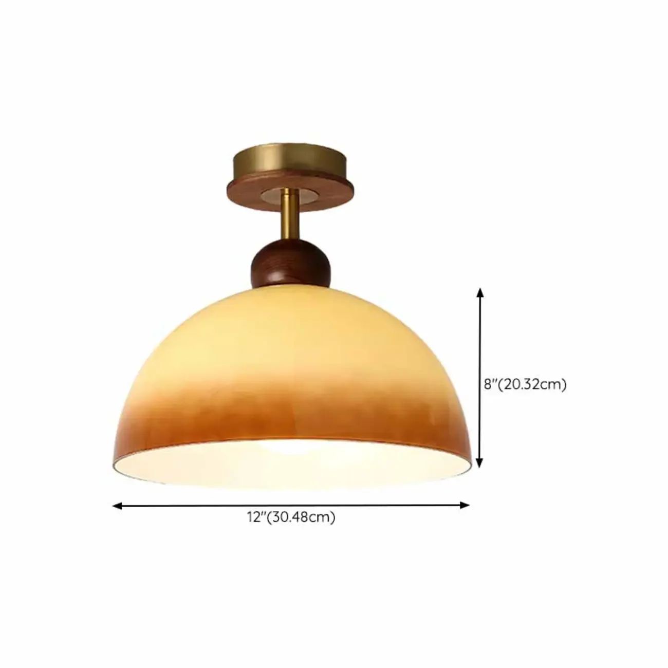 Caramel Gradient Glass Dome Semi Flush Ceiling Light