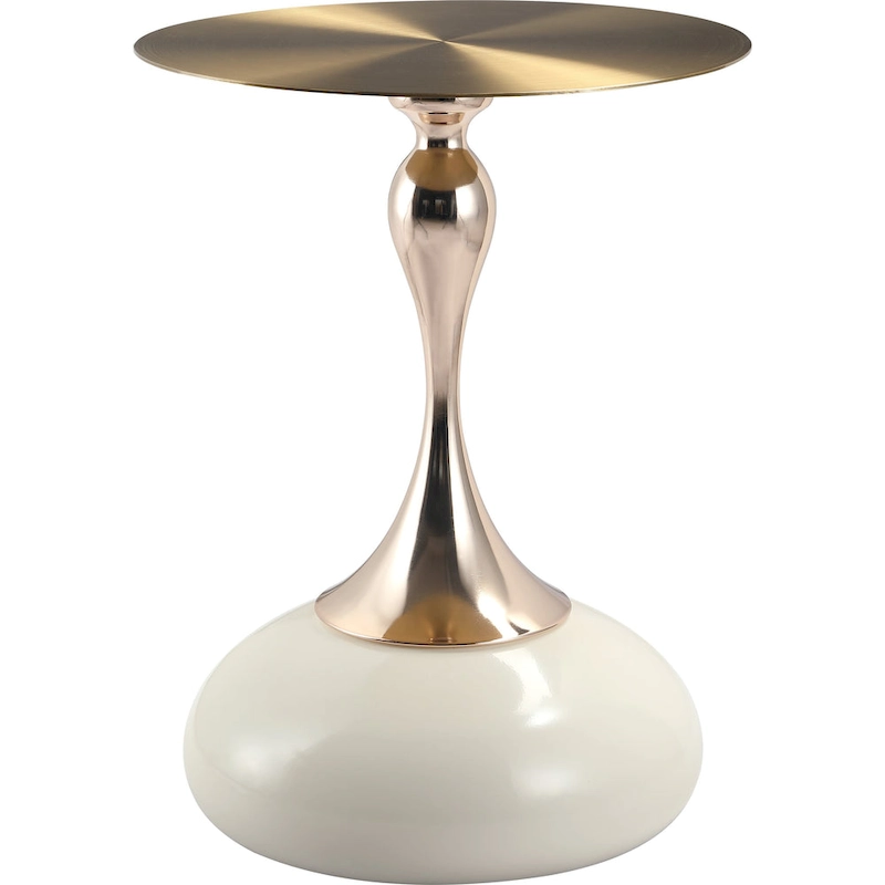 Savoy 18-Inch Round Side Table in Gold Stainless-Steel End Table with a Round Pedestal base