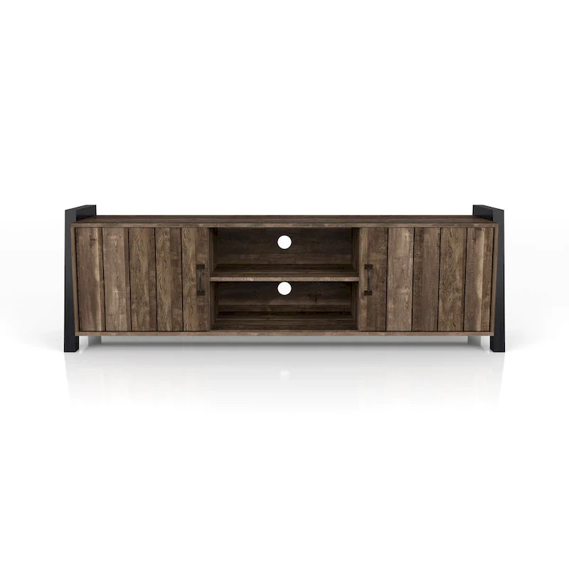 Carson Farmhouse Reclaimed Oak 66-inch 6-Shelf TV Stand