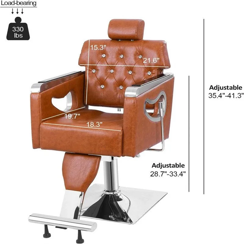PVC Leather Reclining Salon Chair with Adjustable Headrest