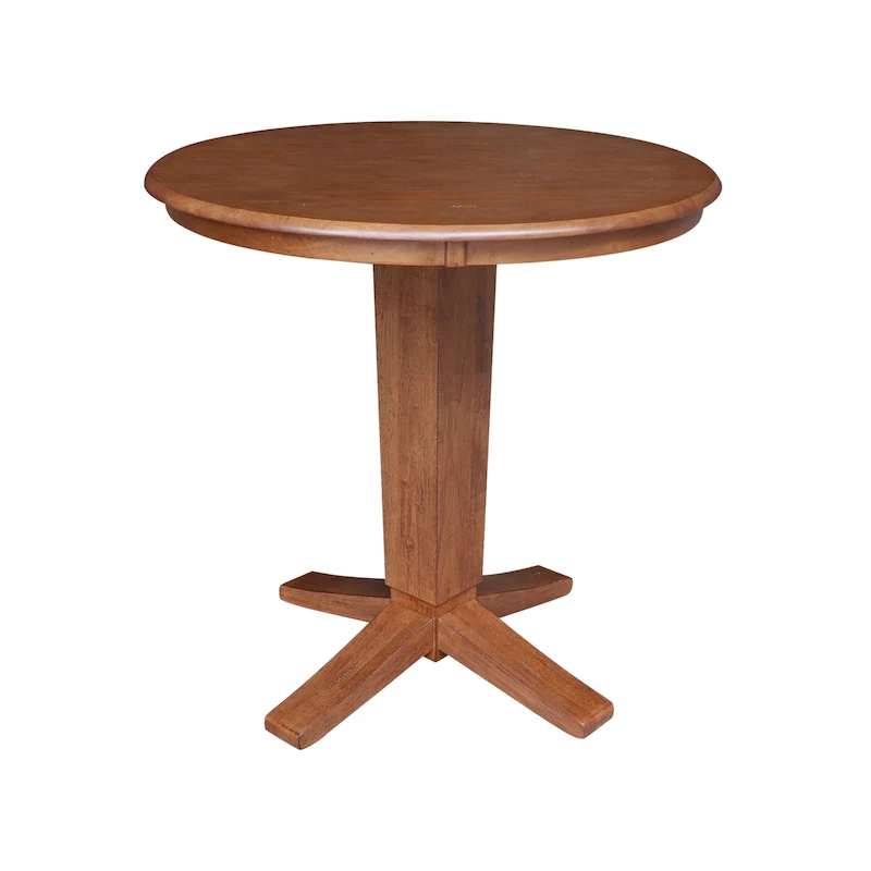 36 in Solid Wood Round Top Counter Height Pedestal Dining Table