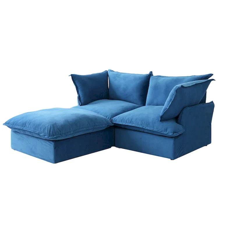 Modular Sectional Sofa Couches, 82.66 Velvet Loveseat Sofa with Ottoman