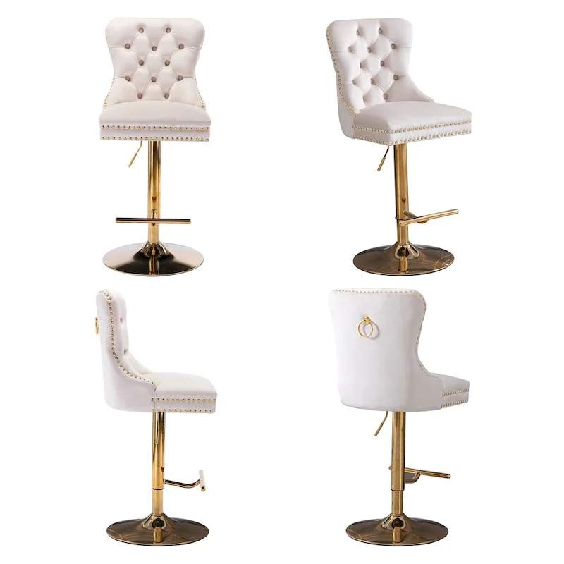 Modern Upholstered Adjusatble Thick Swivel Counter Barstools