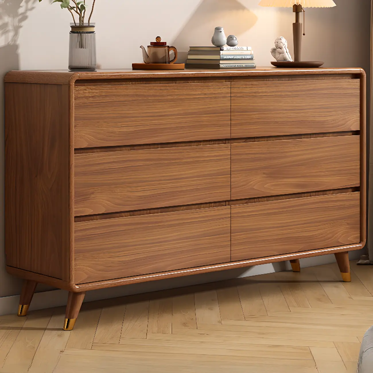 Cube Brown Wooden Console Chest in 8-Drawer