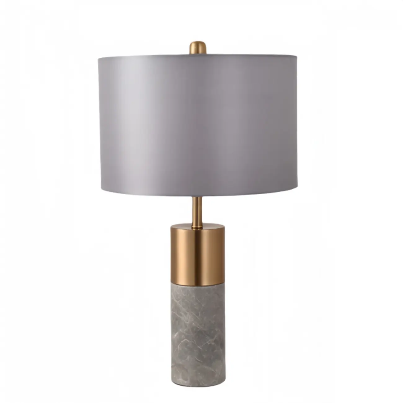 Modern Cylinder Stone Table Lamp with Fabric Shade