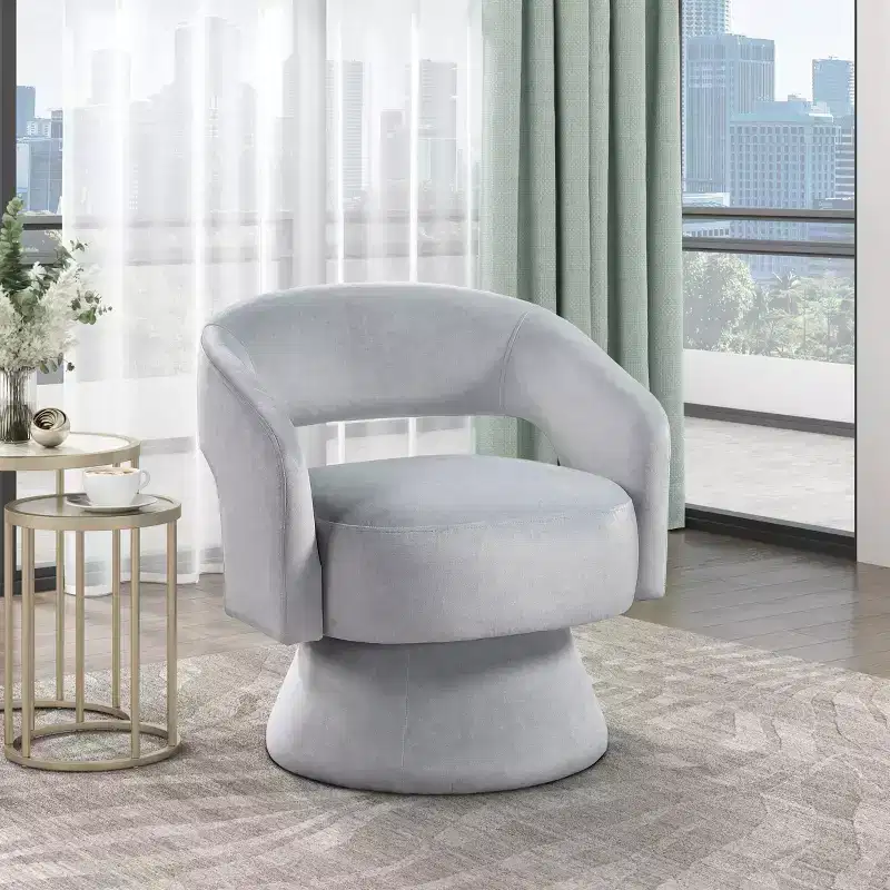 Velvet Swivel Accent Chair, 1-Seat