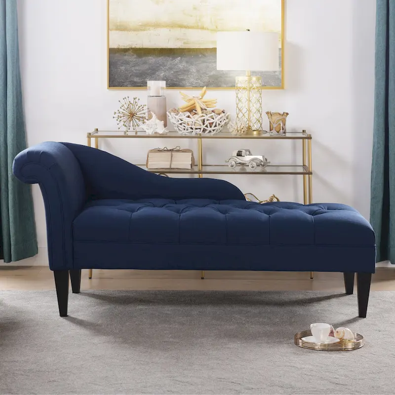 Harrison 64 Mid-Century Tufted Rolled-Arm Chaise Lounge