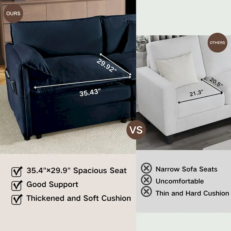 75.59 Chenille Cloud Loveseat Sofa with Deep Seat and 4 Pillows