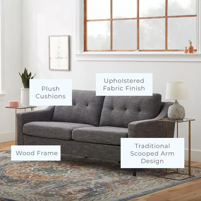 Brookside Ellen 75 Upholstered Scooped Arm Sofa