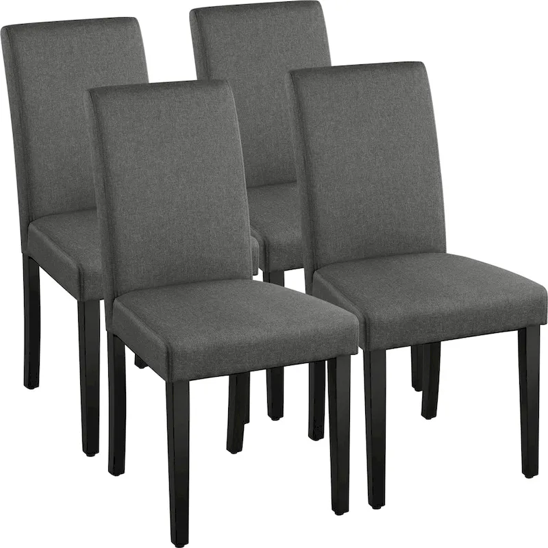 Yaheetech 4pcs Upholstered Fabric Dining Chairs with Solid Wood Legs For Dining Room - N/A