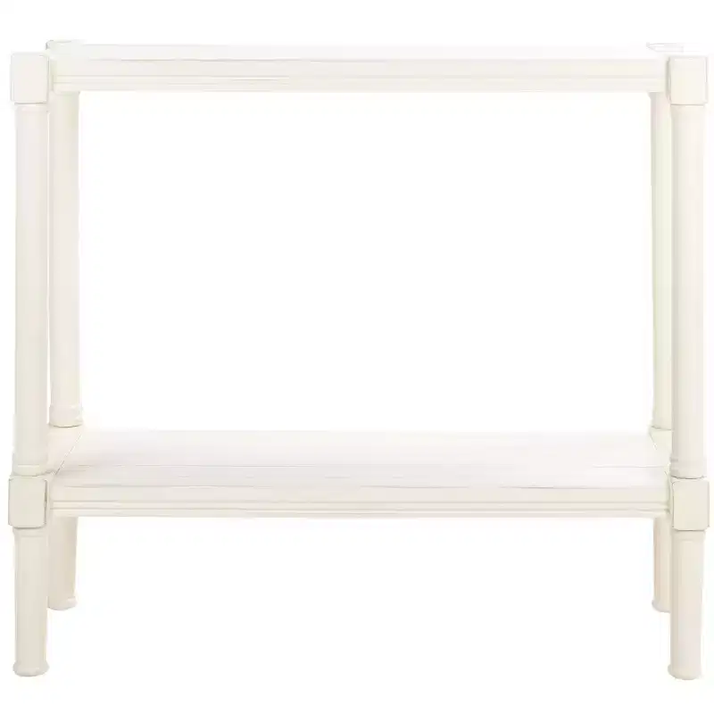 Console Table with Open Shelf – Brown / Distressed White