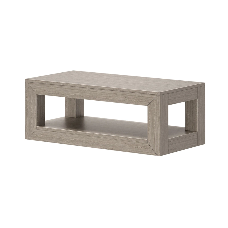 Plank and Beam Modern Rectangular Coffee Table with Shelf