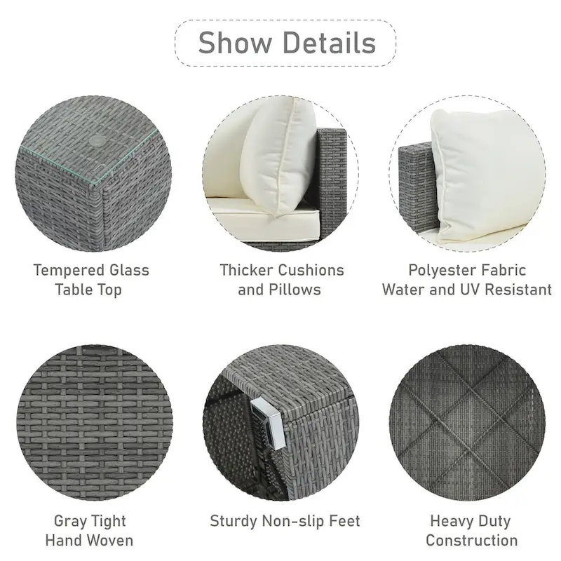 8-Piece Wicker Modular Sectional Sofa Set with Coffee Table