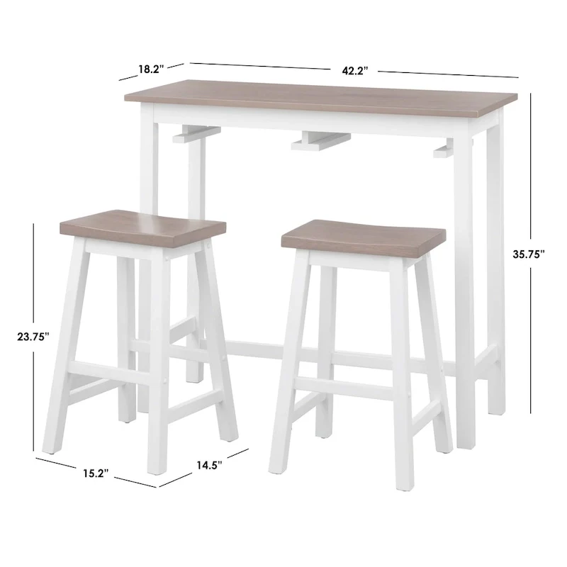 Simple Living Townsend 3-Piece Counter Height Table and Stool Set