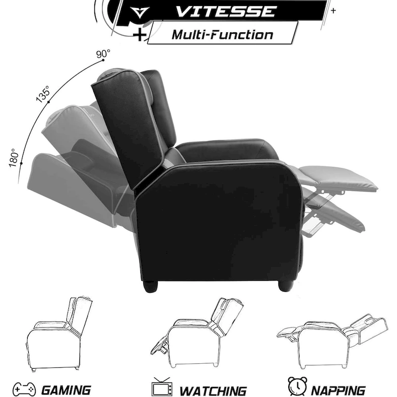 BOSSIN Gaming Recliner Chair Racing Style High Back Chair Living Room Recliners Theater Seating