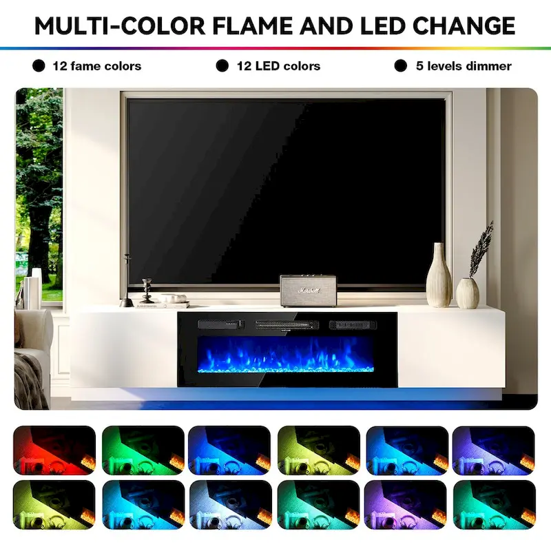 Wall Mounted Fireplace Entertainment Center with 36  Electric Fireplace