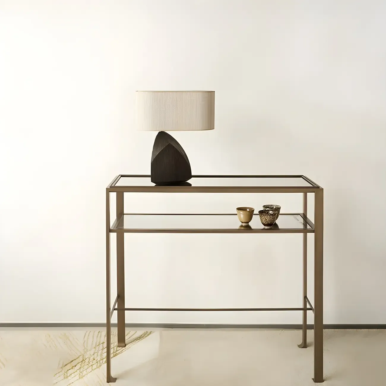 LED Natural Wood Fabric Bedside Table Lamp Japandi Style