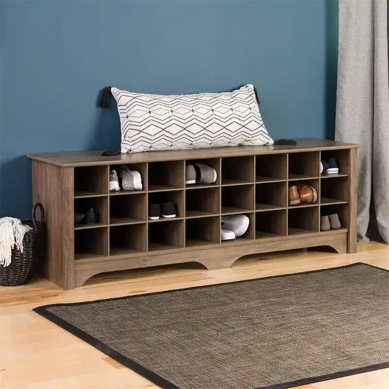 24 Pair Shoe Storage Cubby Bench - 15.5D x 60W x 20.25H
