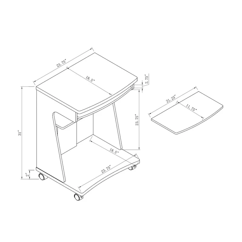 Utility Cart Microwave Cart Kitchen Cart Computer Cart One Gliding Shelf Two Shelves(no include stool)