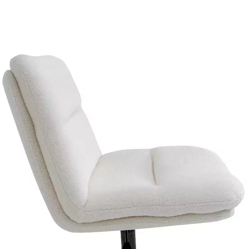 Merrick Lane Mid-Back Height-Adjustable Stationary Armless Swivel Office Chair - Padded Upholstered Wide Back and Seat, Strong Frame